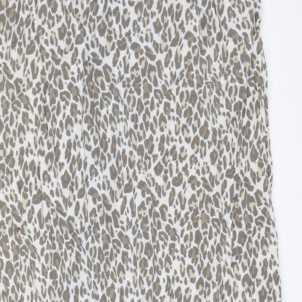 BiBA Womens Brown Animal Print Viscose A-Line Size S Round Neck Pullover