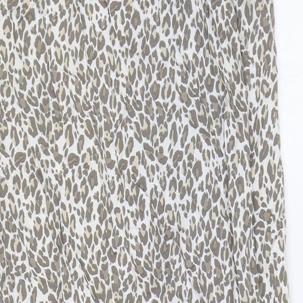 BiBA Womens Brown Animal Print Viscose A-Line Size S Round Neck Pullover