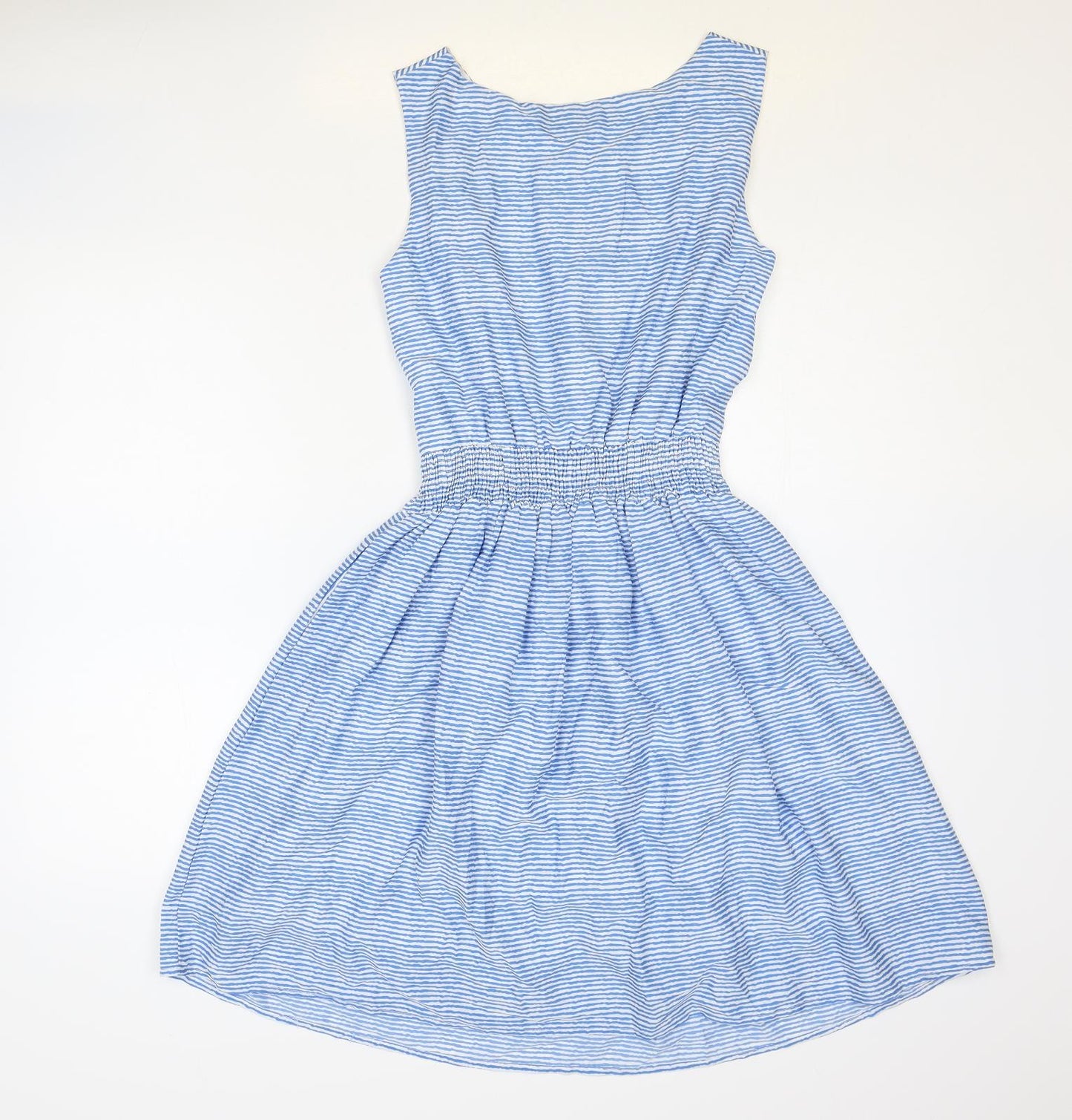 Sweet Liberty Womens Blue Striped Polyester Fit & Flare Size 8 Scoop Neck Pullover