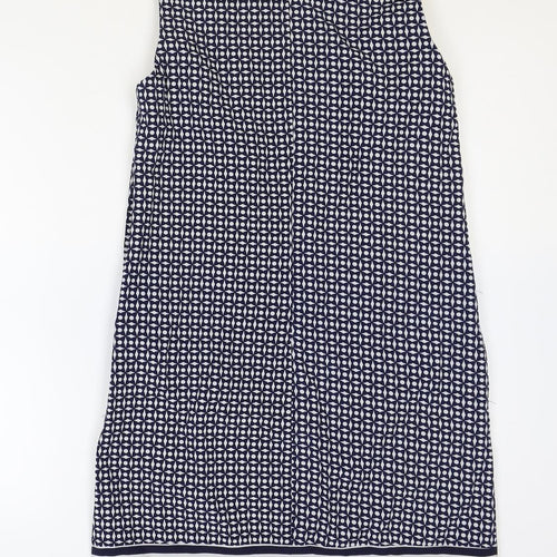 Stella Womens Blue Geometric Polyester Shift Size 8 Boat Neck Zip