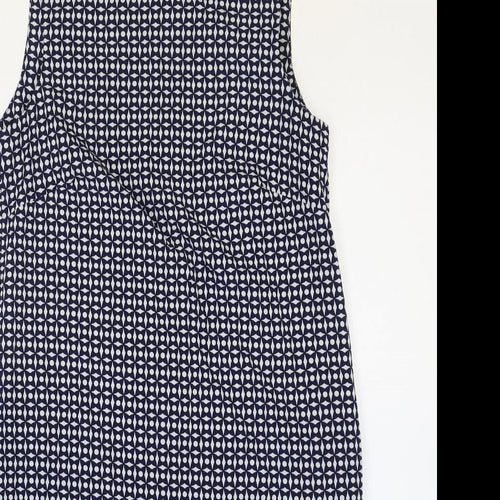 Stella Womens Blue Geometric Polyester Shift Size 8 Boat Neck Zip