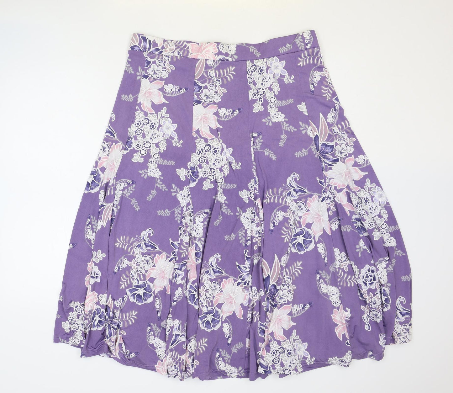 Anna Rose Womens Purple Floral Polyester Swing Skirt Size 18