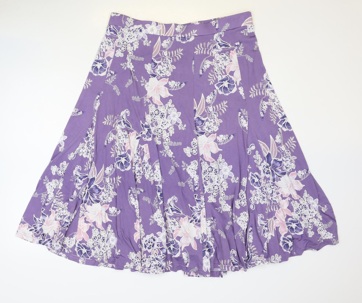 Anna Rose Womens Purple Floral Polyester Swing Skirt Size 18