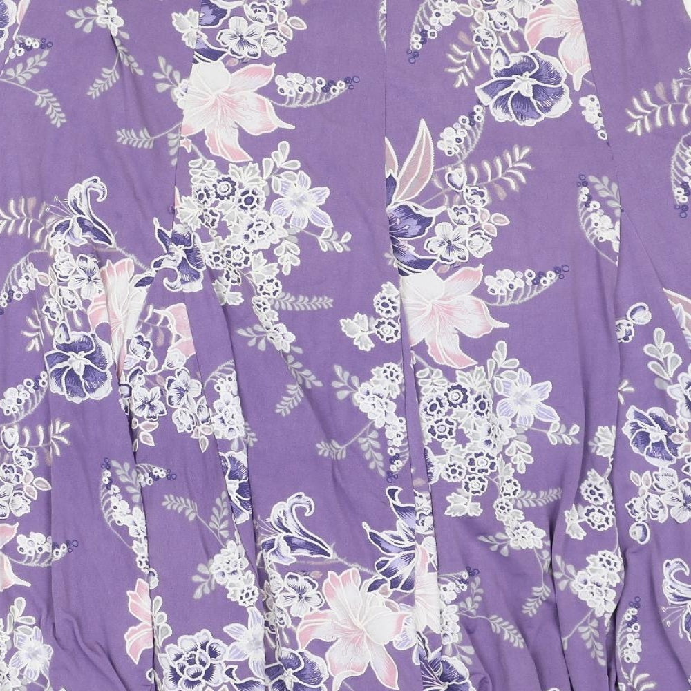 Anna Rose Womens Purple Floral Polyester Swing Skirt Size 18