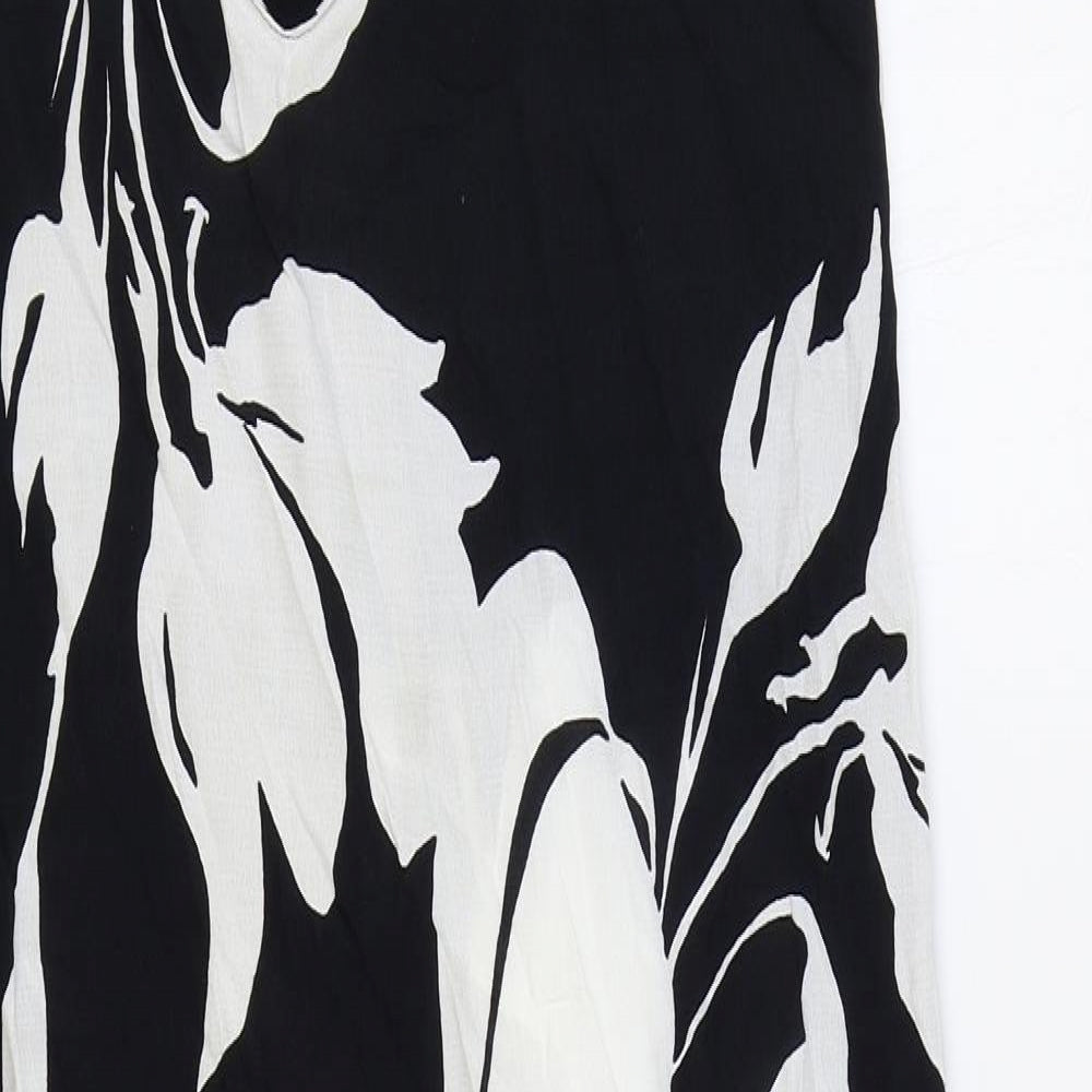 Marks and Spencer Womens Black Geometric Viscose Slip Dress Size 8 V-Neck Pullover