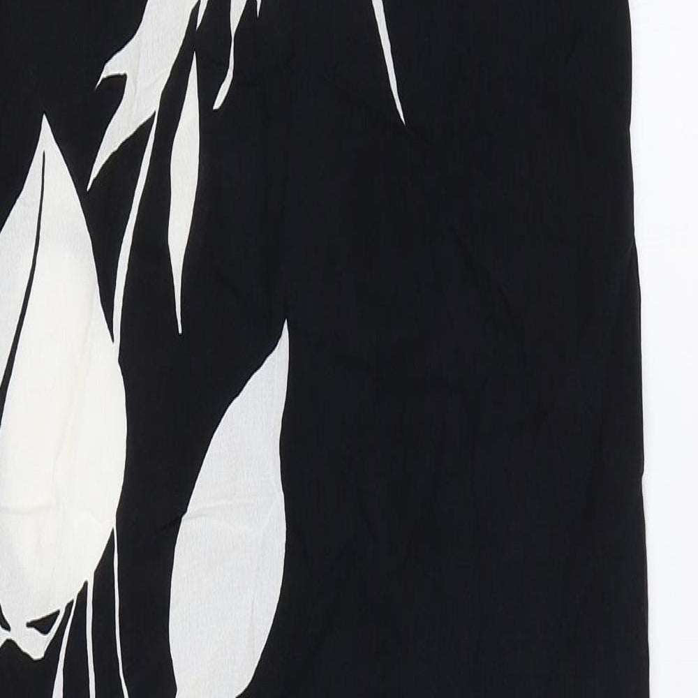Marks and Spencer Womens Black Geometric Viscose Slip Dress Size 8 V-Neck Pullover