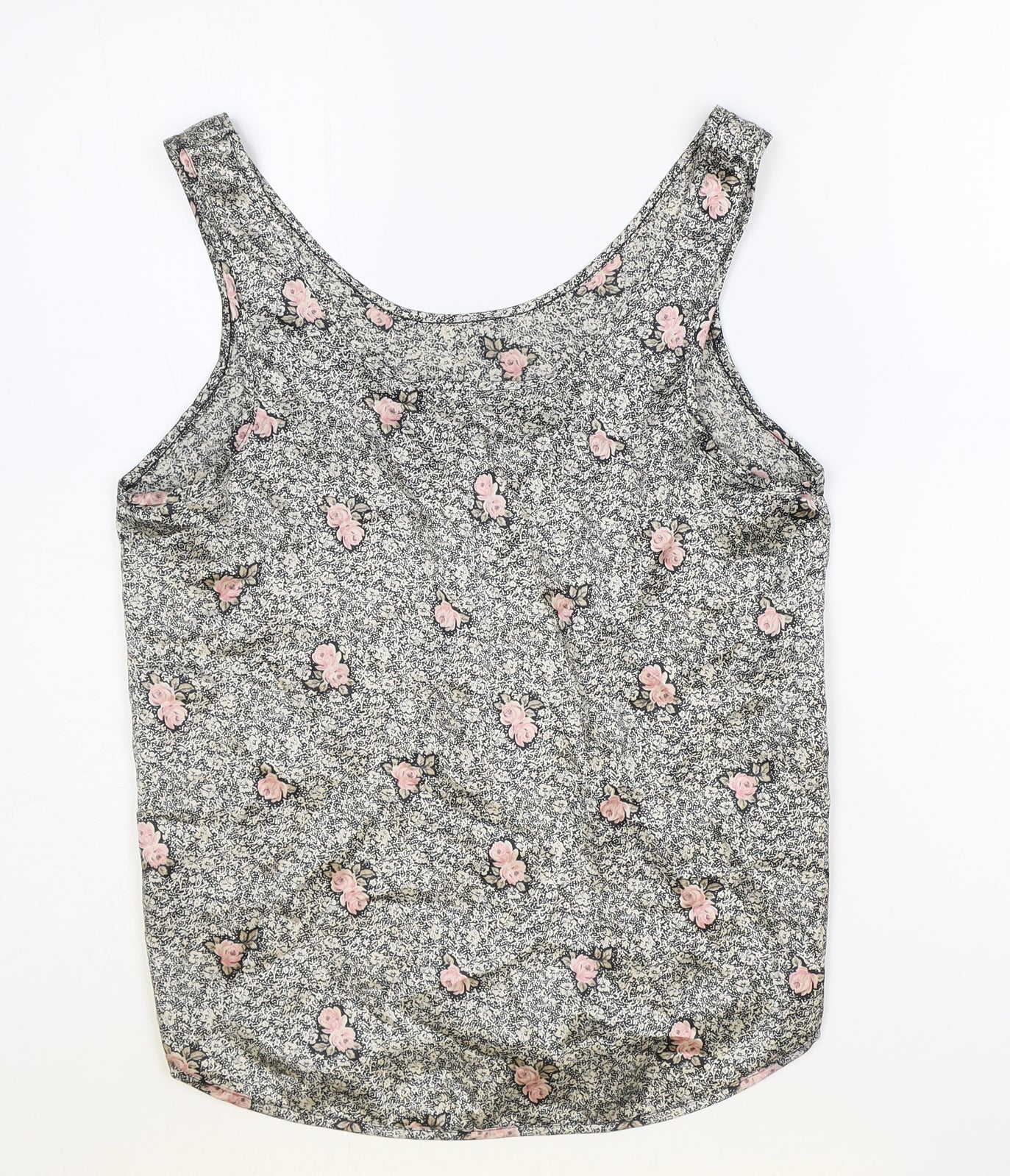 Marks and Spencer Womens Black Geometric Polyester Basic Tank Size 10 Round Neck