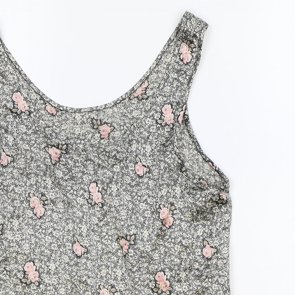 Marks and Spencer Womens Black Geometric Polyester Basic Tank Size 10 Round Neck