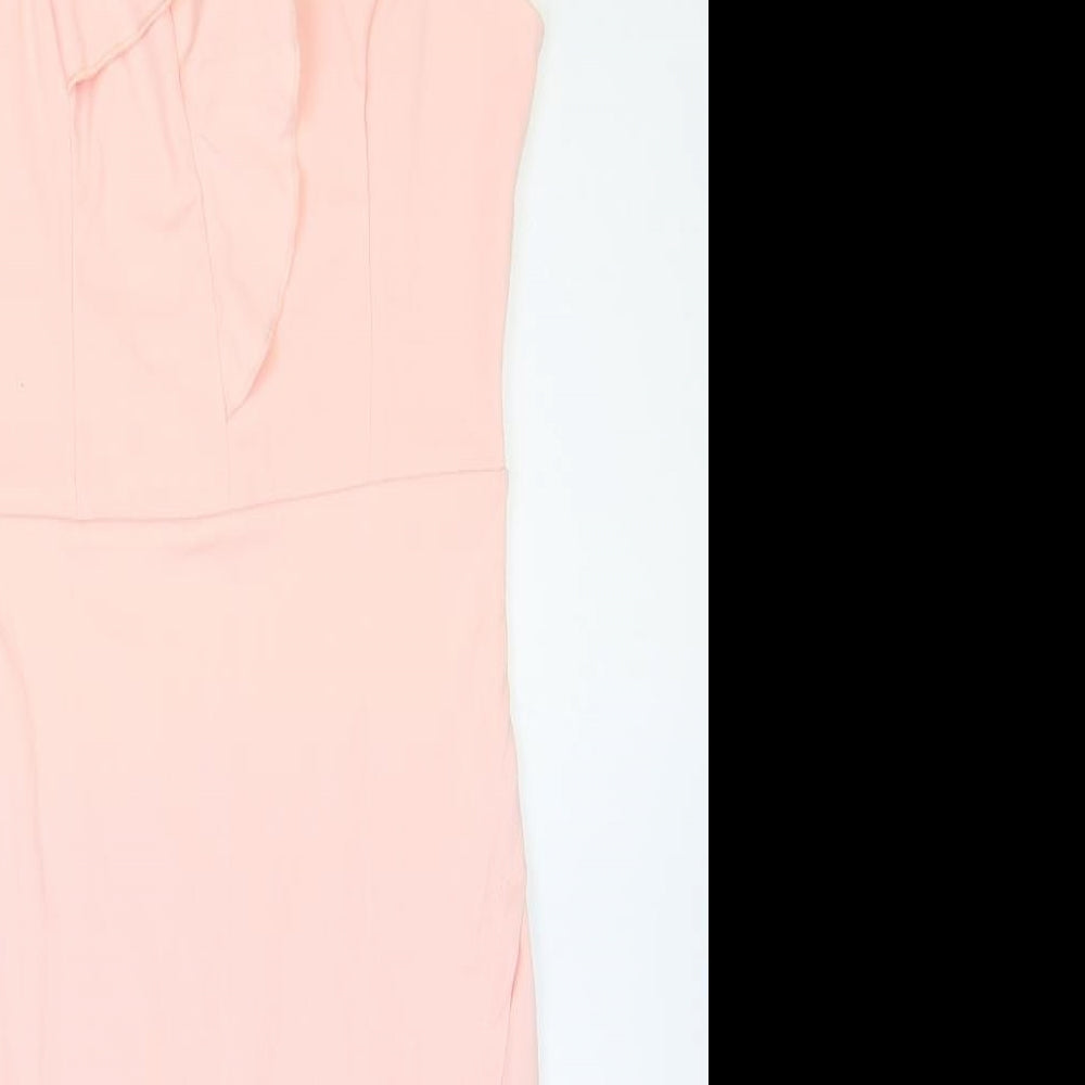 Sheilay Womens Pink Polyester Pencil Dress Size S V-Neck Zip