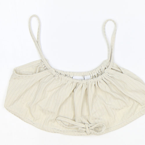 COLLUSION Womens Beige Polyester Cropped Tank Size 12 Round Neck