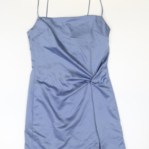 Topshop Womens Blue Polyester Mini Size 4XL Square Neck Zip