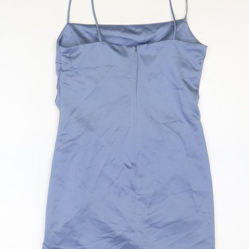Topshop Womens Blue Polyester Mini Size 4XL Square Neck Zip