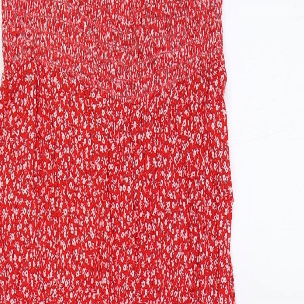 New Look Womens Red Floral Viscose Jumpsuit One-Piece Size 12 Pullover