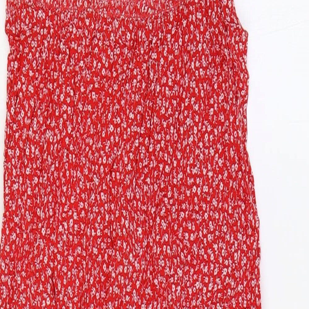 New Look Womens Red Floral Viscose Jumpsuit One-Piece Size 12 Pullover