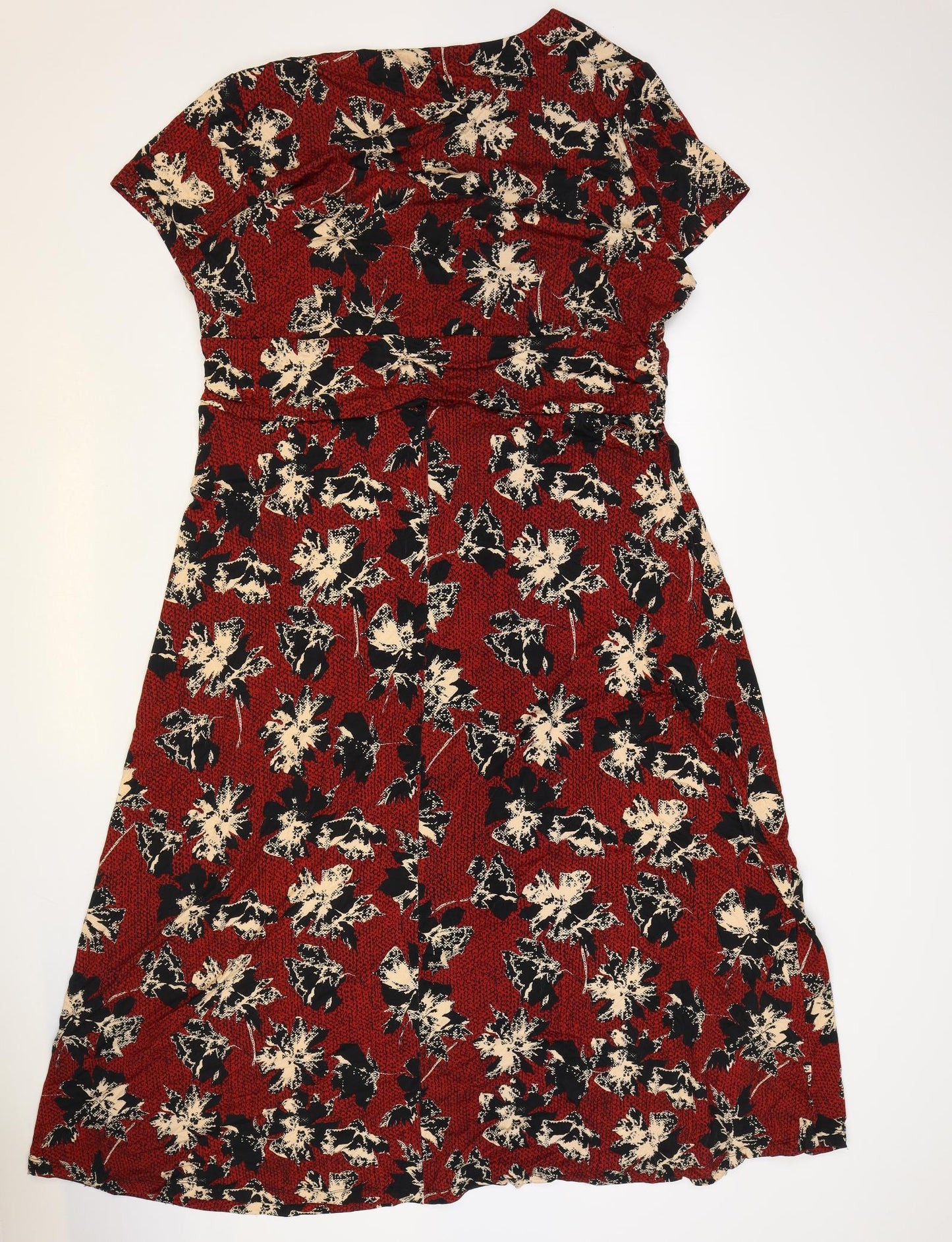 Joe Browns Womens Red Floral Polyester A-Line Size 22 V-Neck Pullover