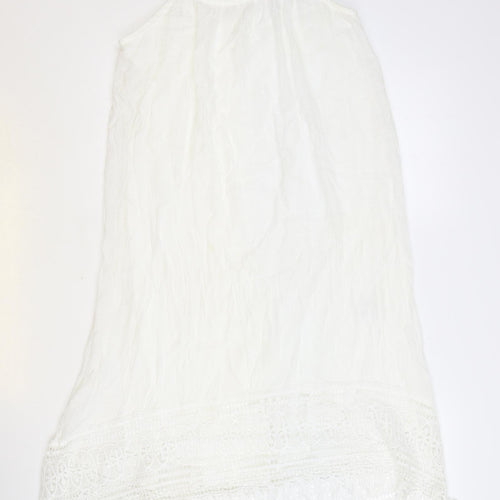 Rebellion Womens White Polyester Slip Dress Size S Scoop Neck Pullover