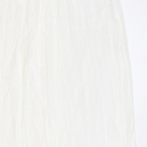 Rebellion Womens White Polyester Slip Dress Size S Scoop Neck Pullover