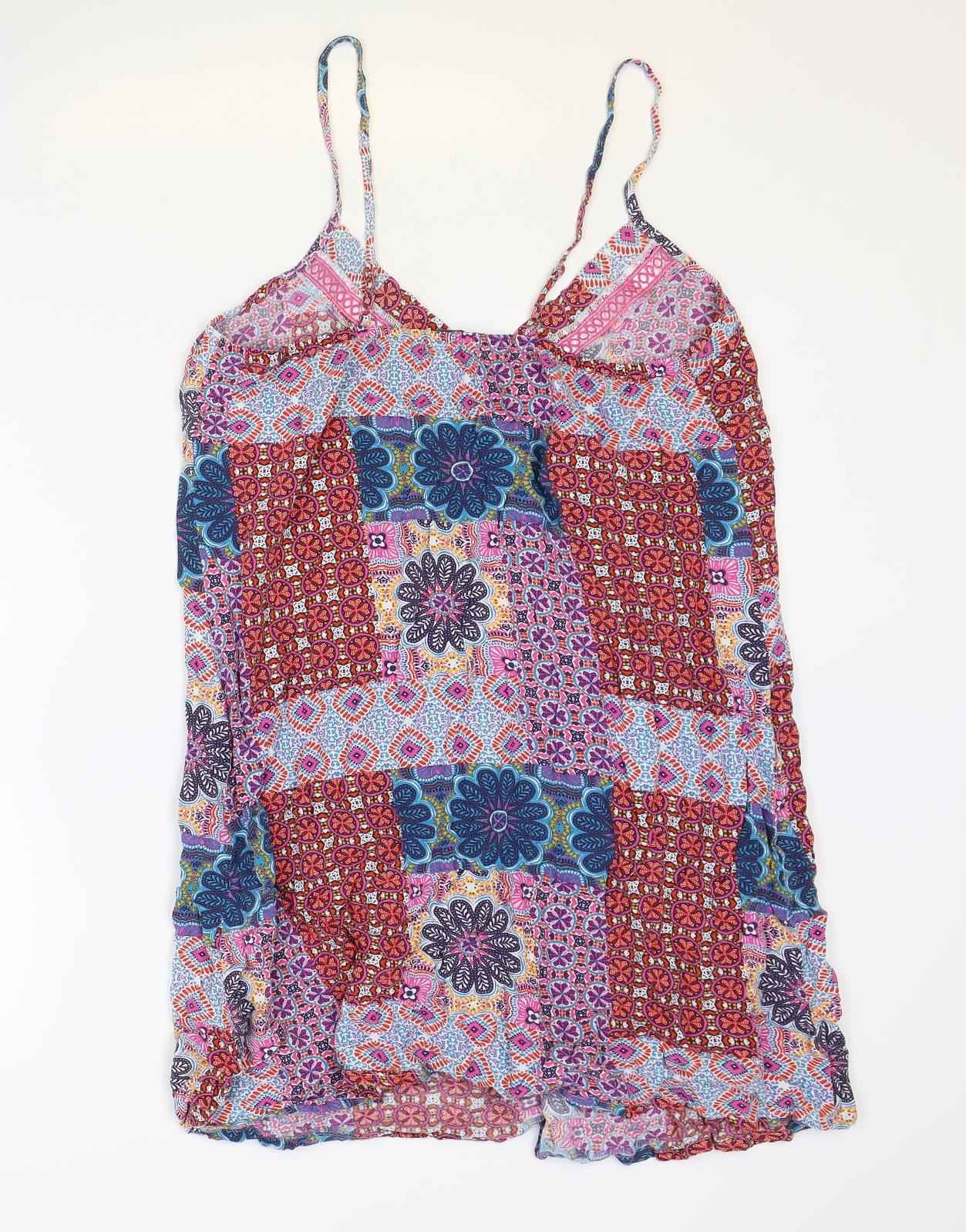 TU Womens Multicoloured Floral Viscose Slip Dress Size 12 V-Neck Pullover