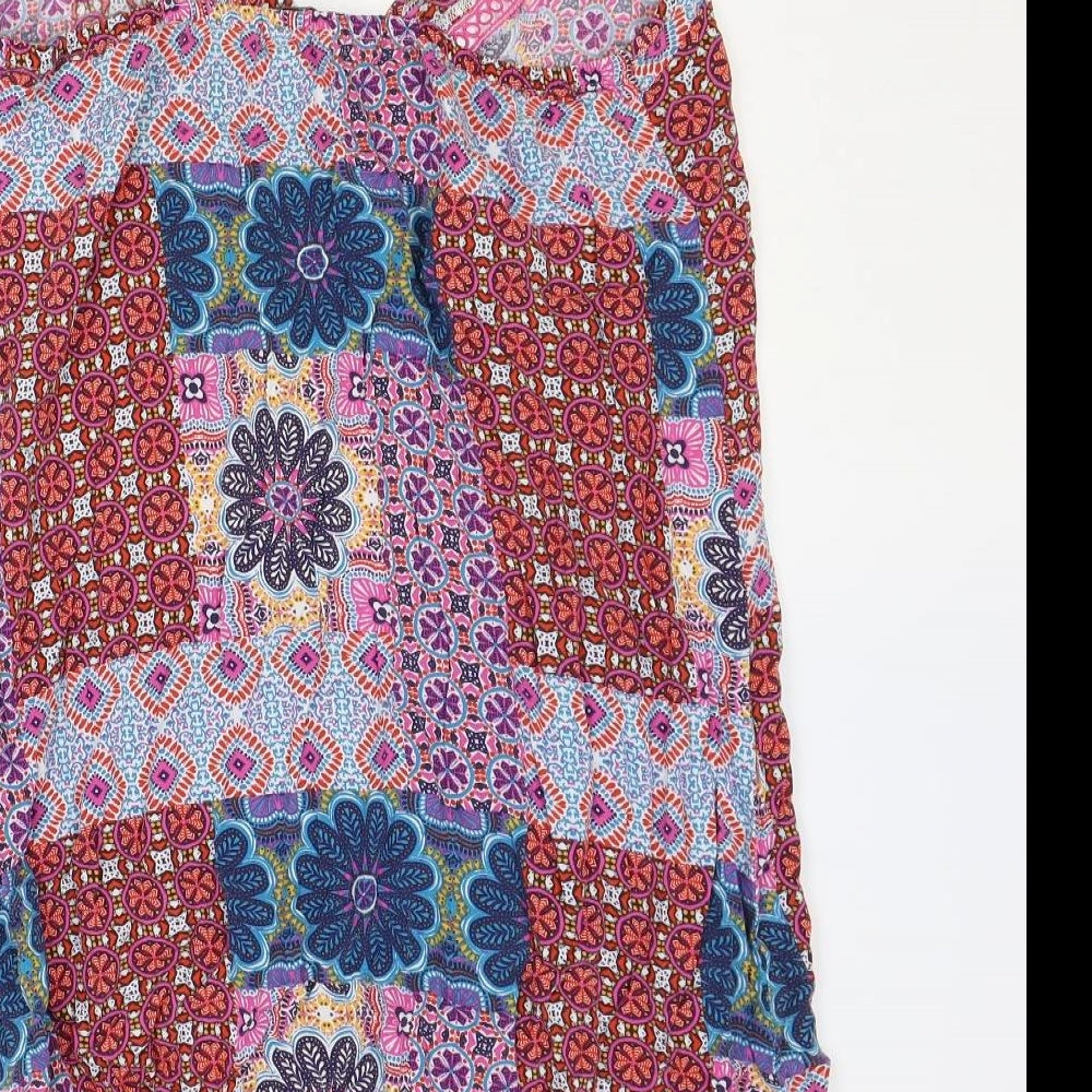 TU Womens Multicoloured Floral Viscose Slip Dress Size 12 V-Neck Pullover