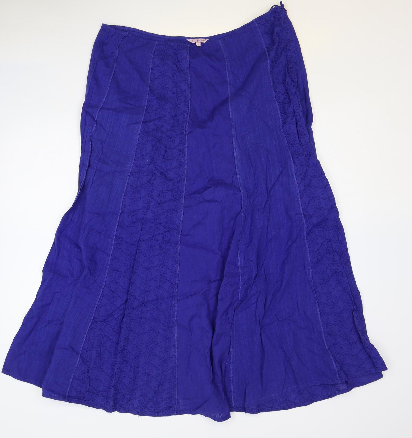 Marks and Spencer Womens Blue Cotton Swing Skirt Size 16 Zip