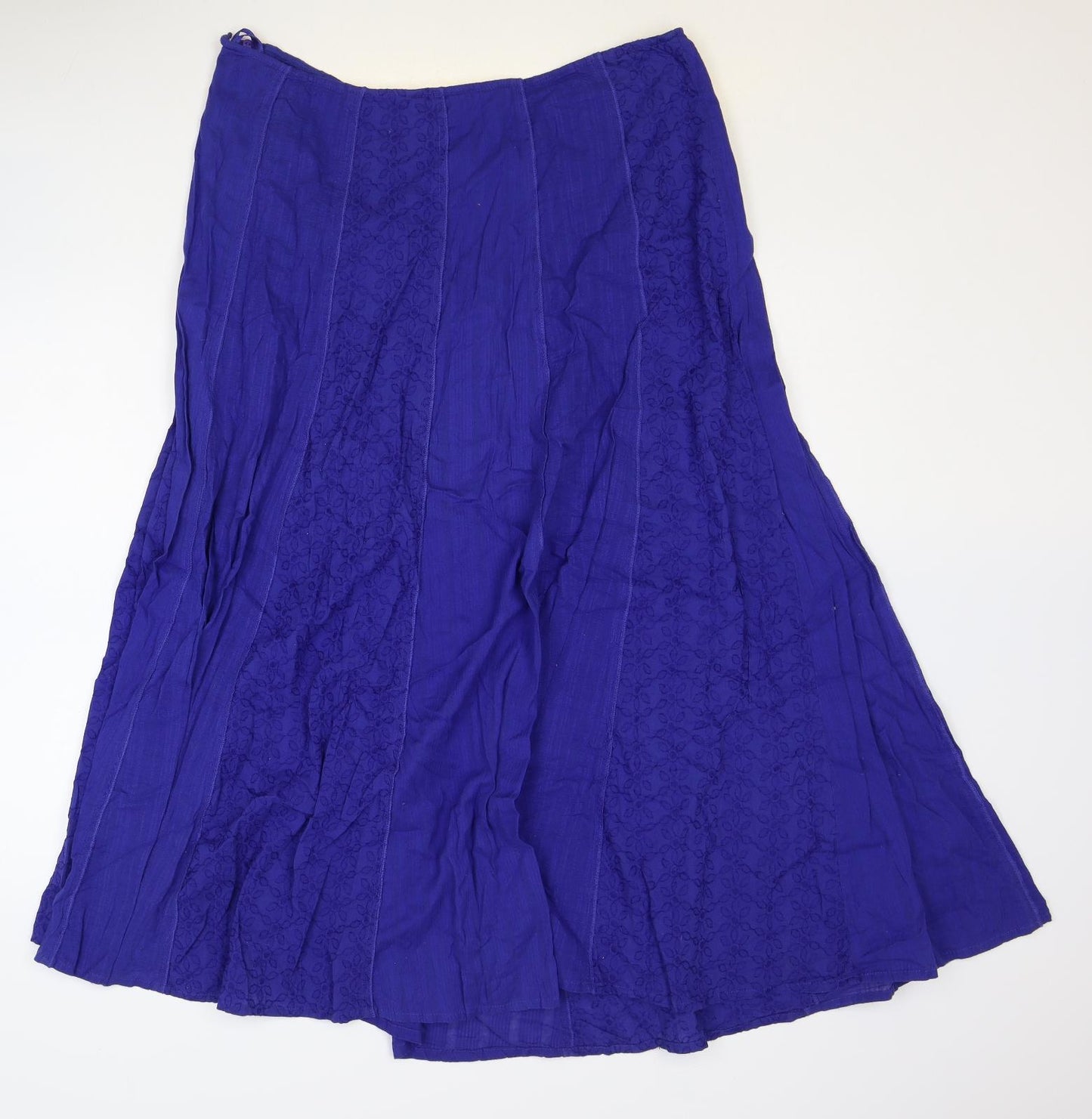 Marks and Spencer Womens Blue Cotton Swing Skirt Size 16 Zip