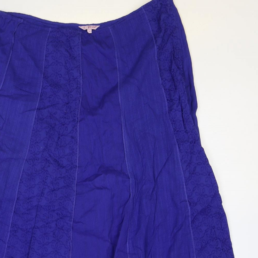Marks and Spencer Womens Blue Cotton Swing Skirt Size 16 Zip