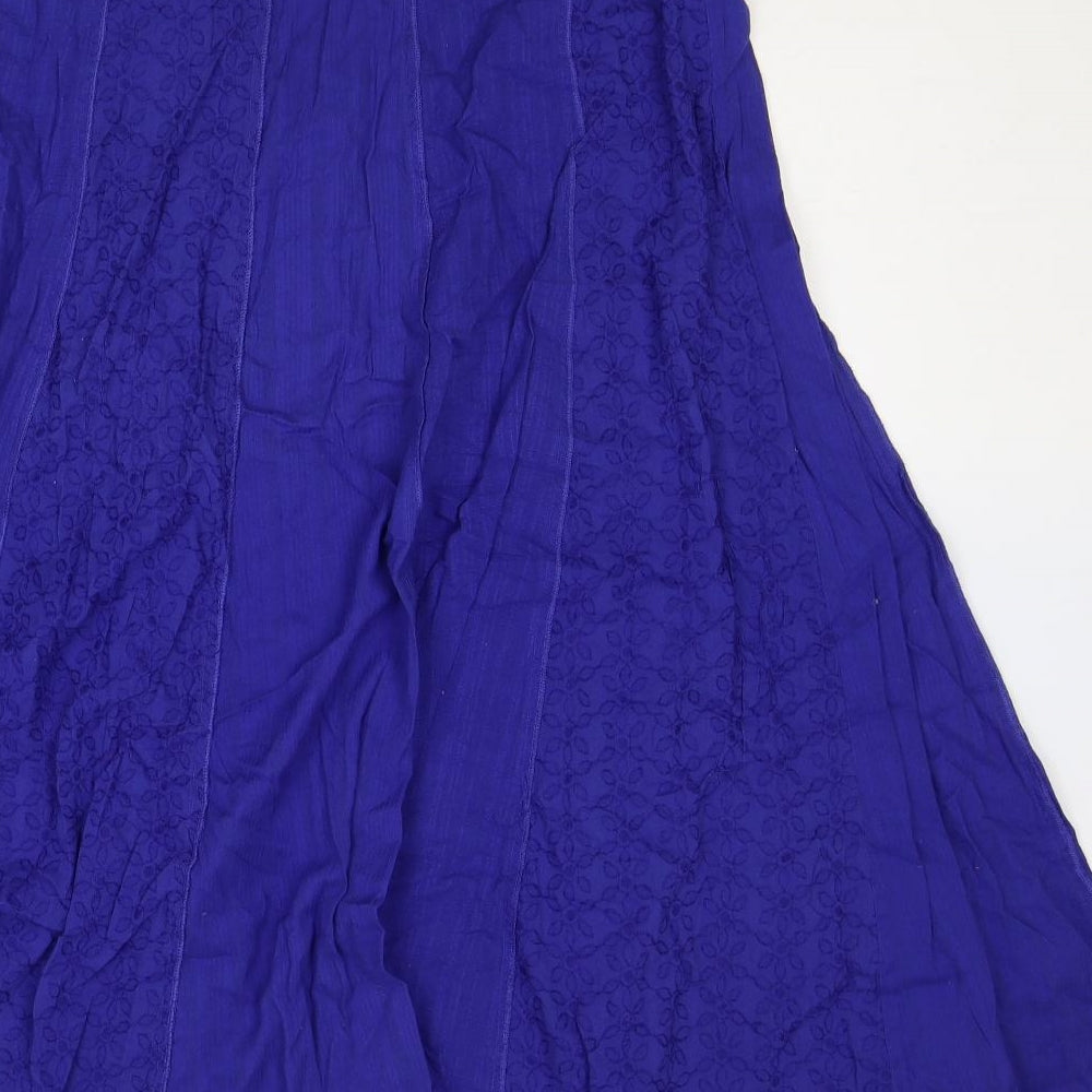 Marks and Spencer Womens Blue Cotton Swing Skirt Size 16 Zip