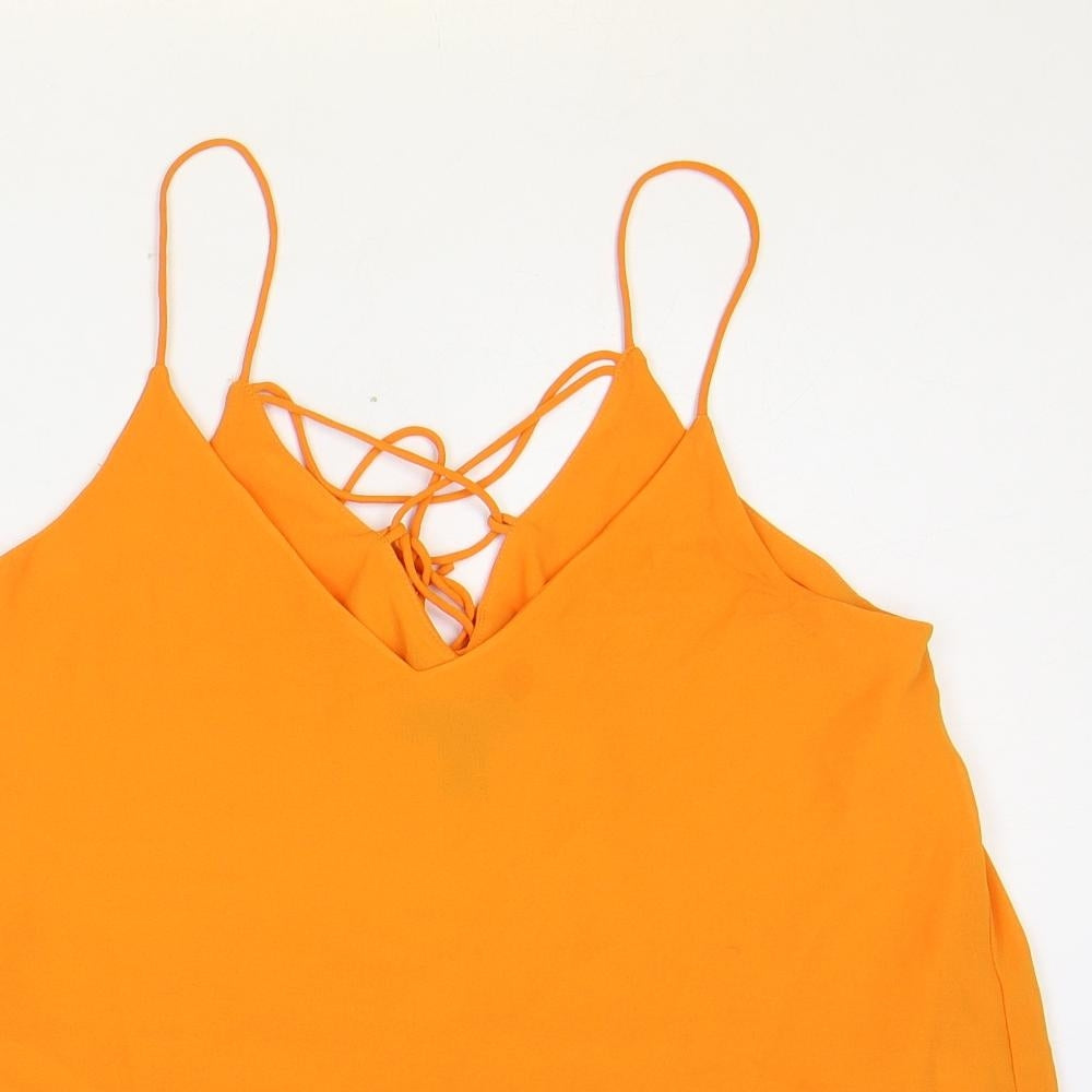 New Look Womens Orange Polyester Camisole Tank Size 8 V-Neck
