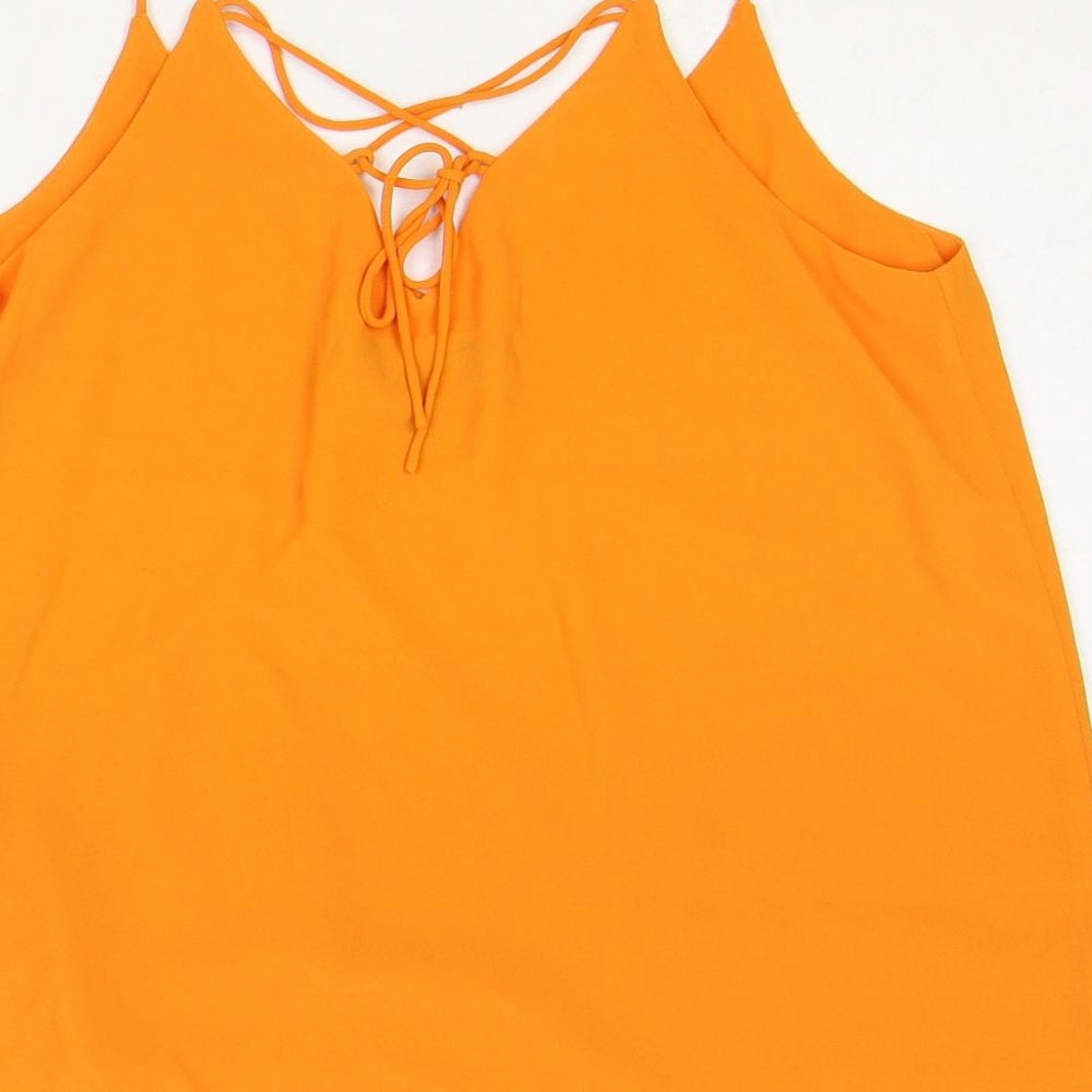 New Look Womens Orange Polyester Camisole Tank Size 8 V-Neck