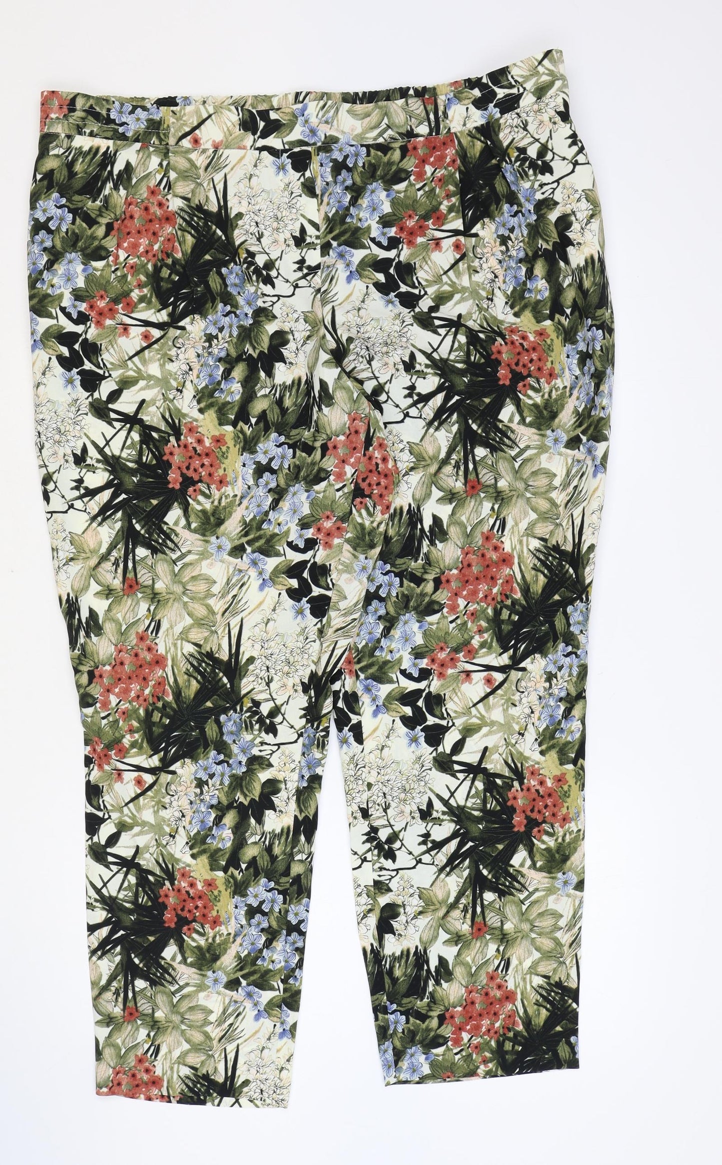 Adrienne Vittadini Womens Multicoloured Geometric Polyester Cropped Trousers Size XL Regular