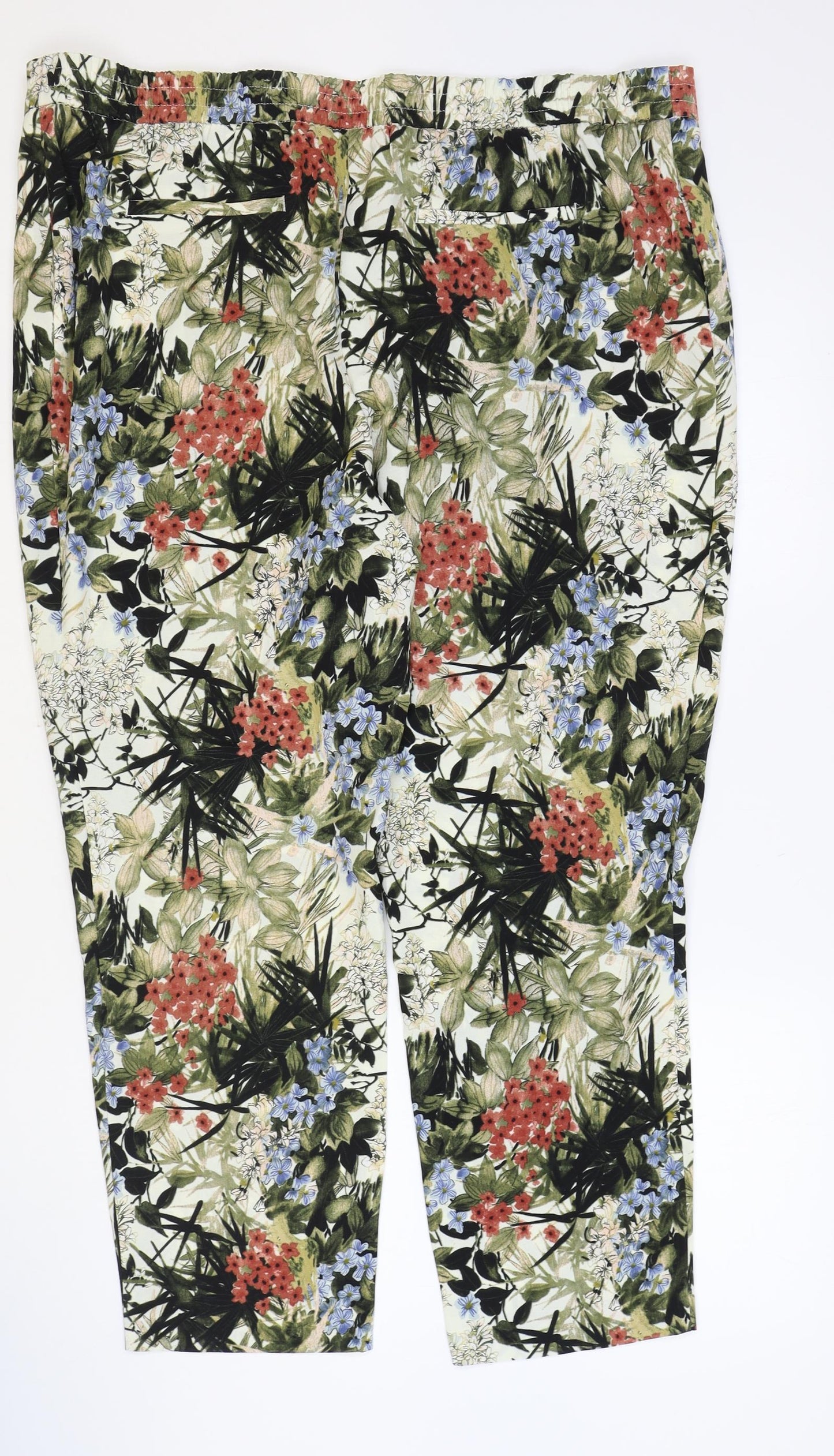 Adrienne Vittadini Womens Multicoloured Geometric Polyester Cropped Trousers Size XL Regular