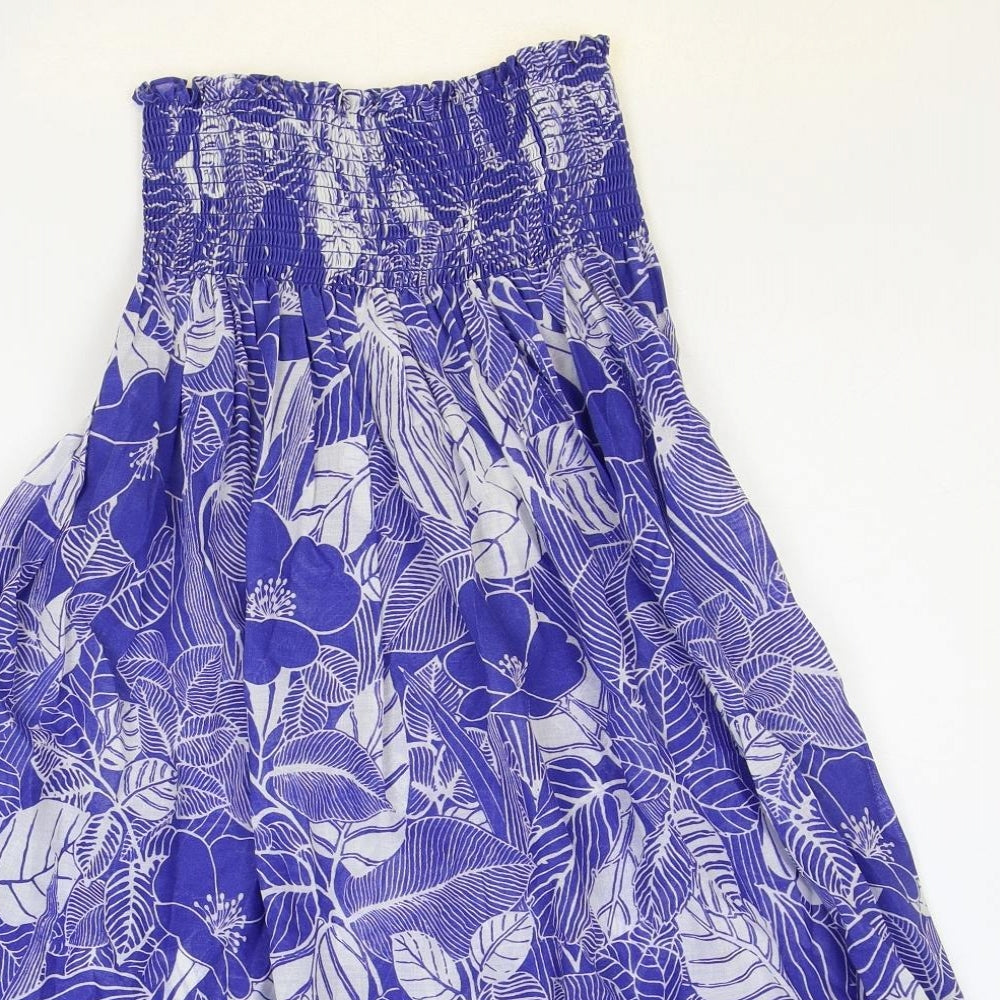 Marks and Spencer Womens Blue Floral Polyester Maxi Skirt Size 10