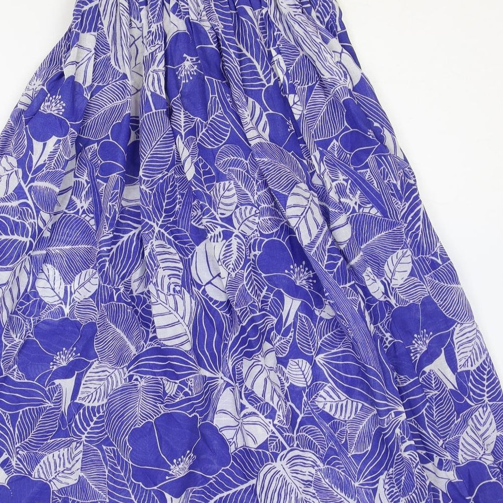 Marks and Spencer Womens Blue Floral Polyester Maxi Skirt Size 10