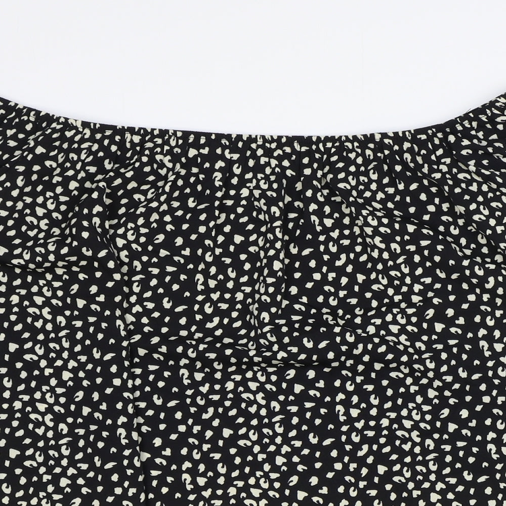 Shein Womens Black Geometric Polyester Basic Blouse Size 2XL Boat Neck