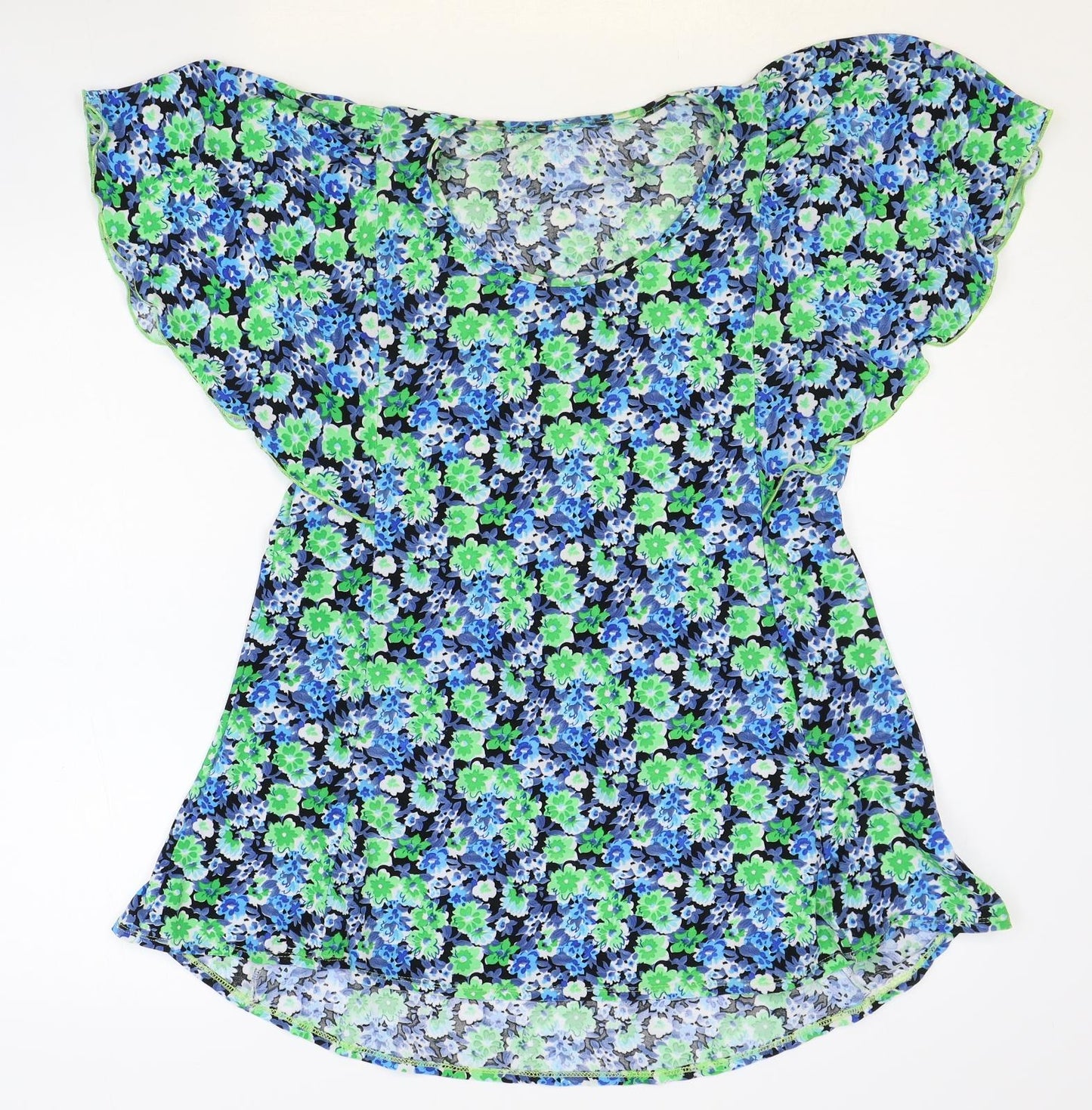 Preworn Womens Multicoloured Floral Polyester Basic Blouse Size S Round Neck