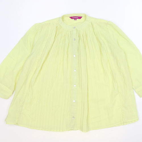 Marie Claire Womens Yellow Polyester Basic Button-Up Size XS Round Neck