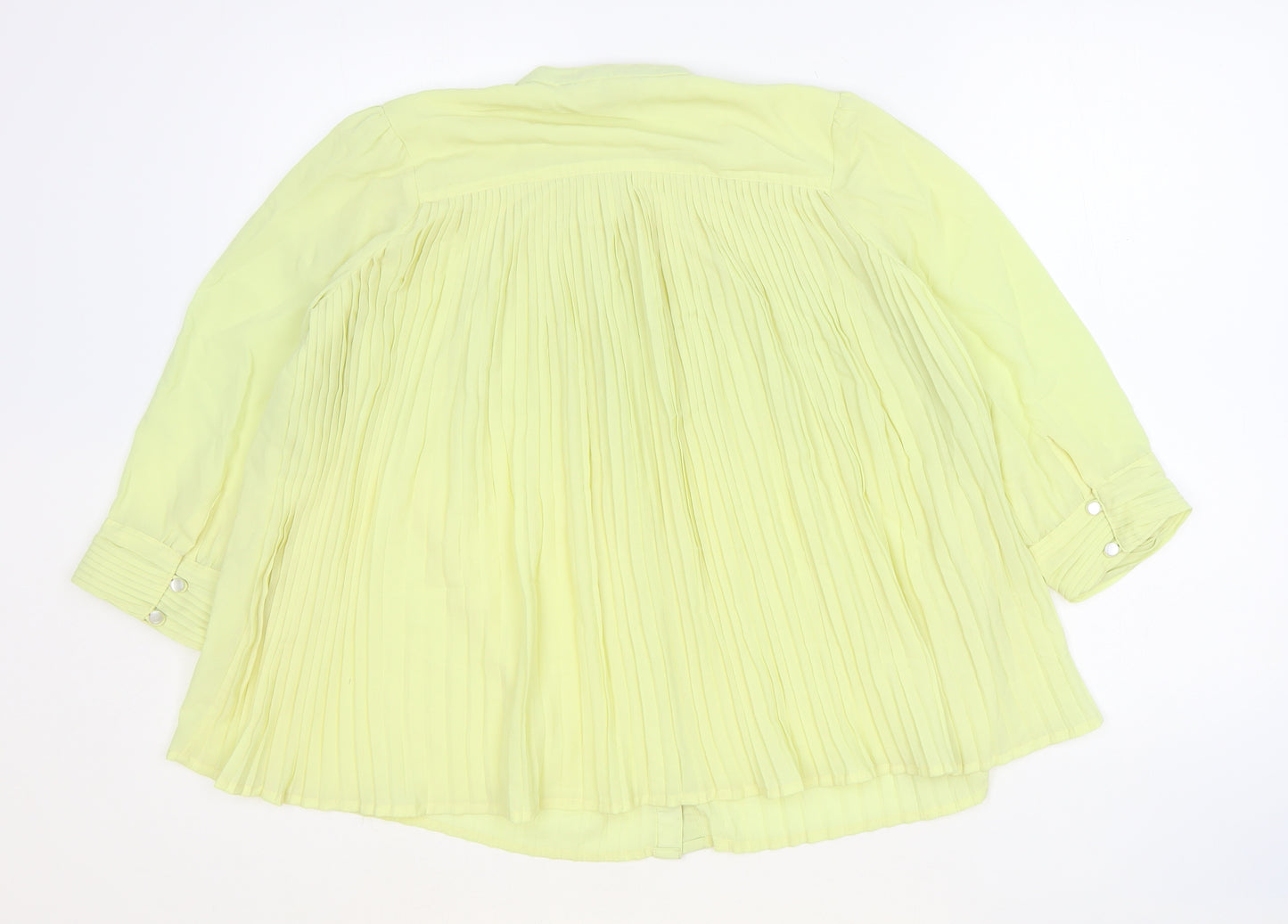Marie Claire Womens Yellow Polyester Basic Button-Up Size XS Round Neck