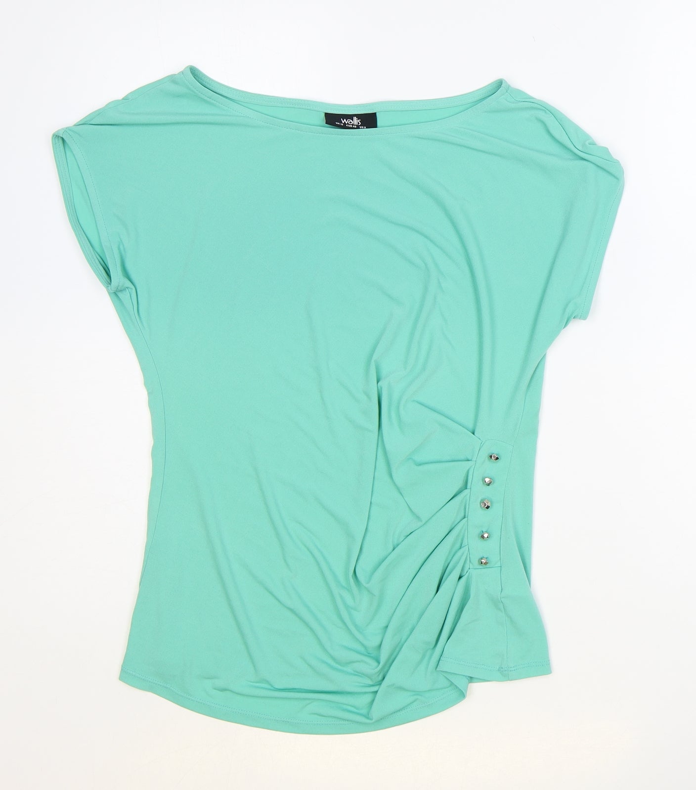 Wallis Womens Green Polyester Basic T-Shirt Size 12 Round Neck