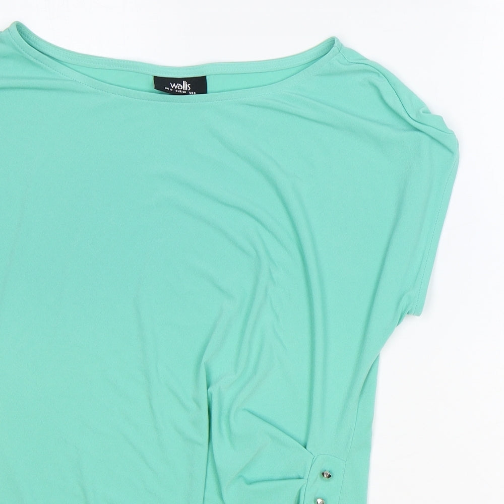 Wallis Womens Green Polyester Basic T-Shirt Size 12 Round Neck