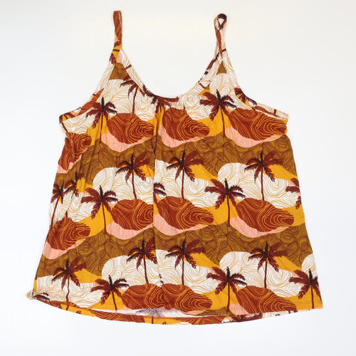 TU Womens Multicoloured Geometric Cotton Camisole Tank Size 20 Scoop Neck - Palm Tree Print