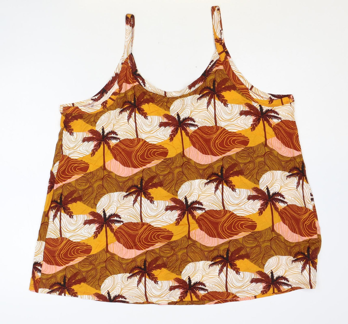 TU Womens Multicoloured Geometric Cotton Camisole Tank Size 20 Scoop Neck - Palm Tree Print