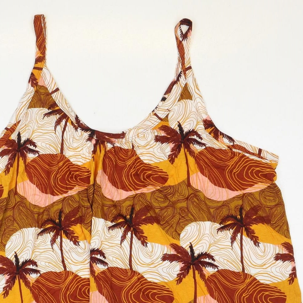 TU Womens Multicoloured Geometric Cotton Camisole Tank Size 20 Scoop Neck - Palm Tree Print