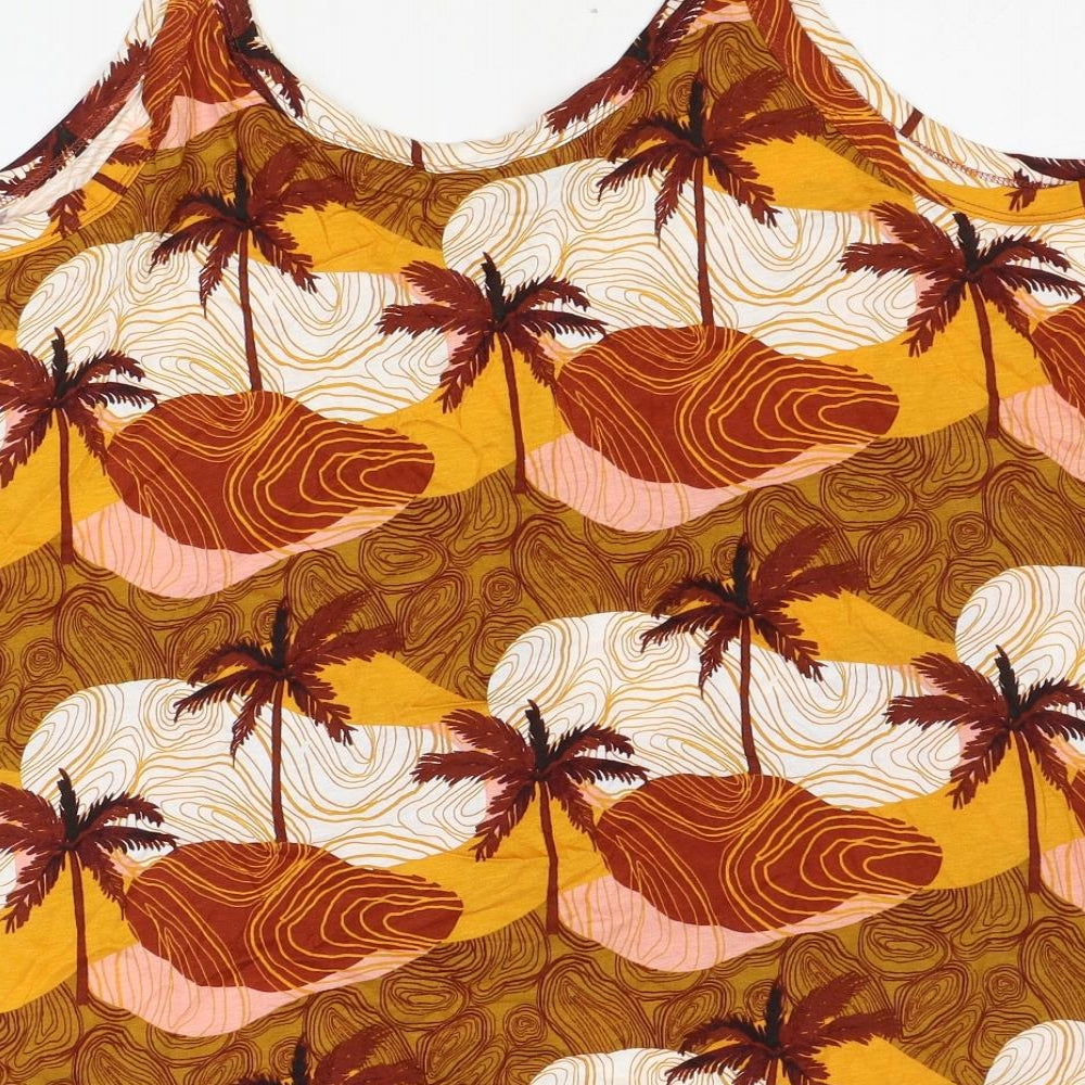 TU Womens Multicoloured Geometric Cotton Camisole Tank Size 20 Scoop Neck - Palm Tree Print