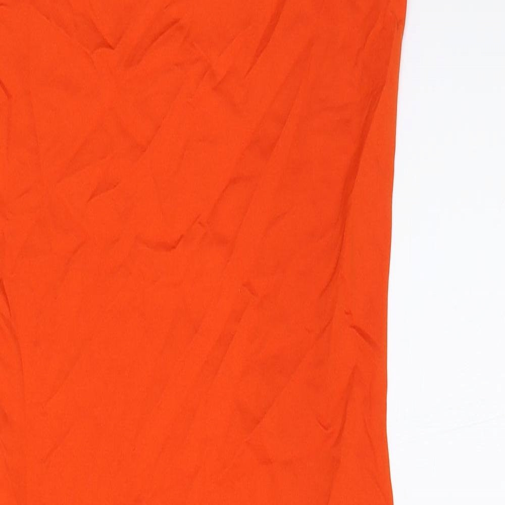 Primark Womens Orange Viscose Bodycon Size S Scoop Neck Pullover