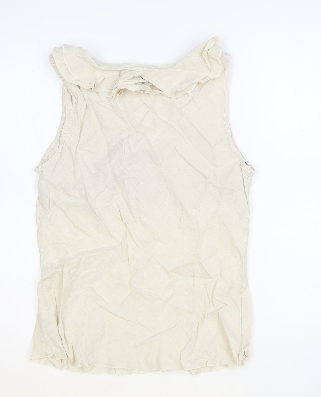 Marks and Spencer Womens Beige Linen Basic Tank Size 14 V-Neck