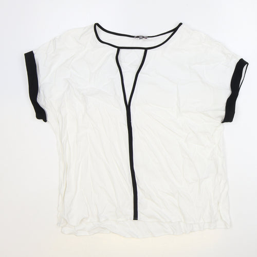Phase Eight Womens White Polyester Basic T-Shirt Size 6 Boat Neck