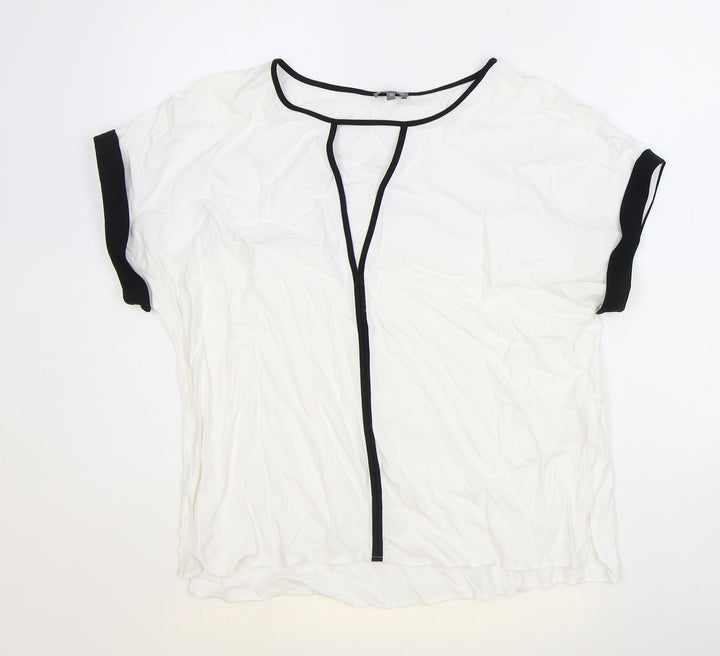 Phase Eight Womens White Polyester Basic T-Shirt Size 6 Boat Neck
