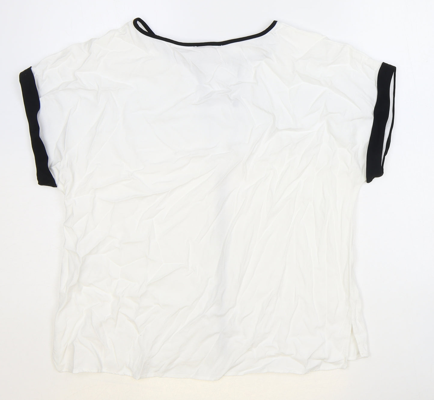 Phase Eight Womens White Polyester Basic T-Shirt Size 6 Boat Neck