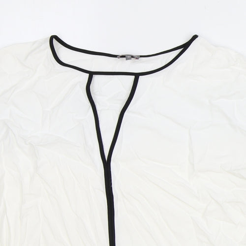 Phase Eight Womens White Polyester Basic T-Shirt Size 6 Boat Neck