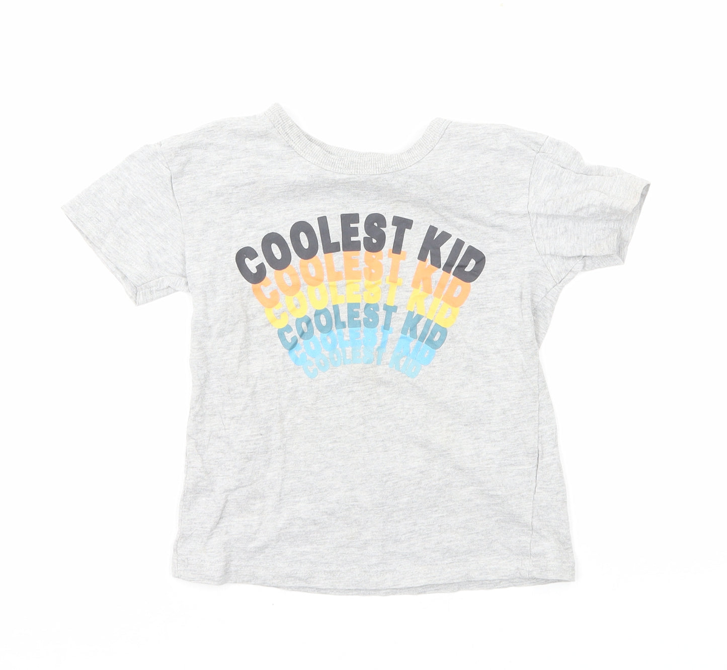 George Boys Grey Cotton Basic T-Shirt Size 3-4 Years Round Neck Pullover - Coolest Kid